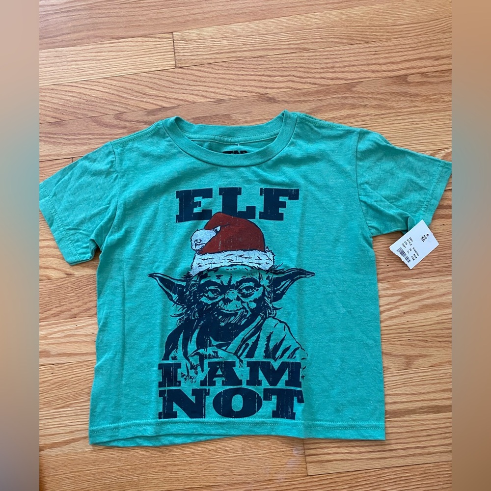 Kids Green yoda elf Christmas Graphic T-Shirt